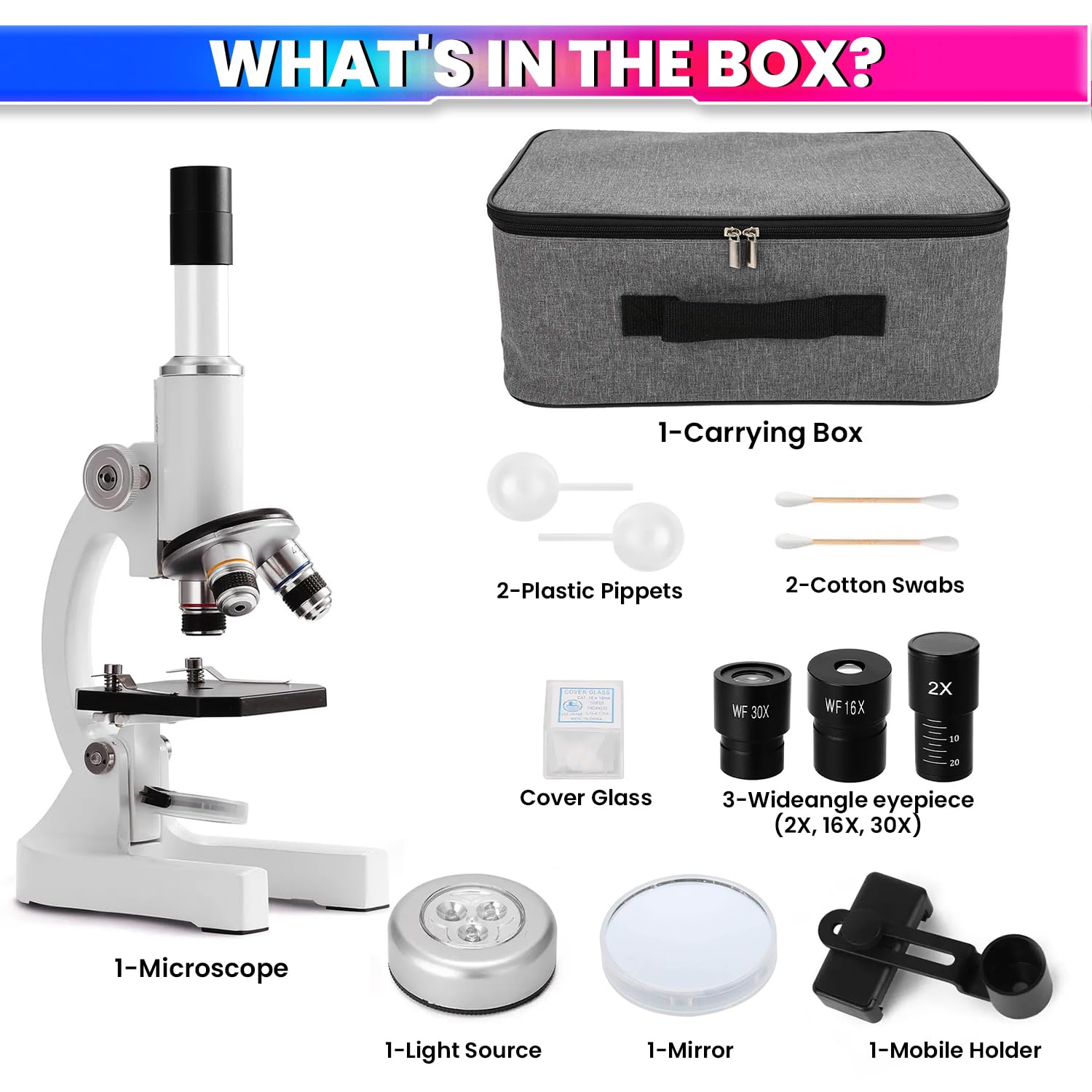 2400X Monocular Optical Microscope with Multiple Objective Lenses amiciKart c0tmiz-hs.myshopify.com