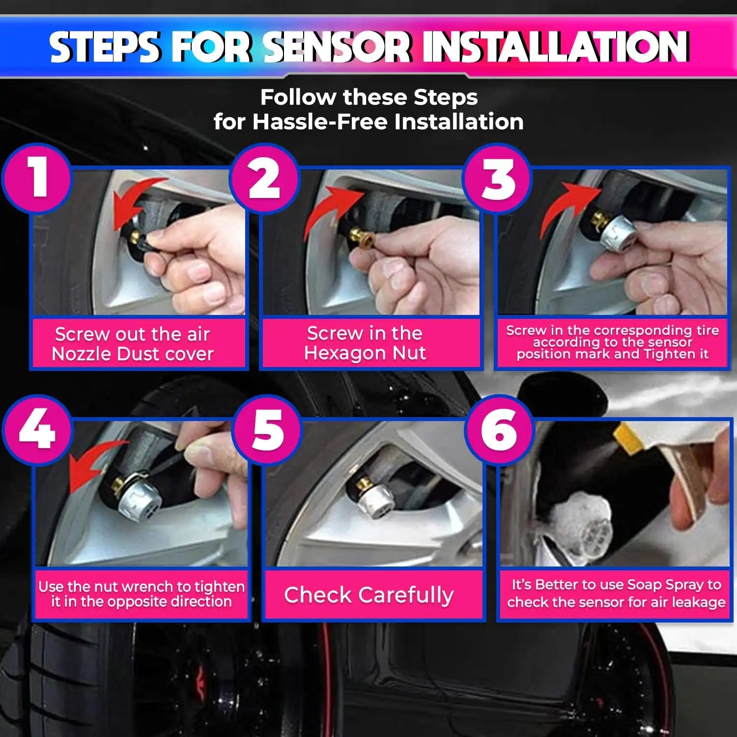 Solar Powered Car TPMS, Wireless Tyre Pressure Monitoring System with External Sensor