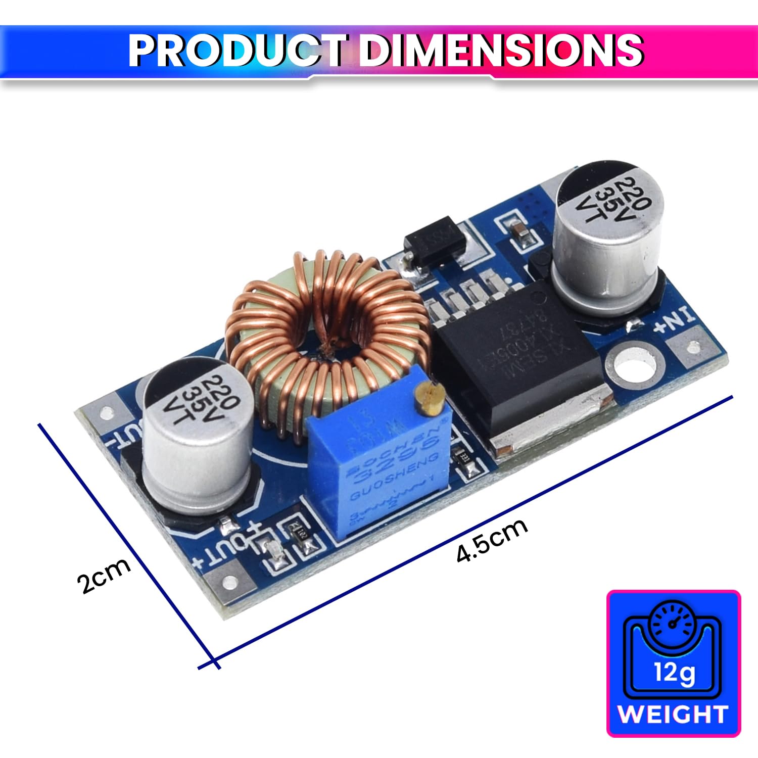 75W DC-DC Buck Convertor, 5V-32V to 1.25V-32V Step-Down Power Supply Module amiciKart