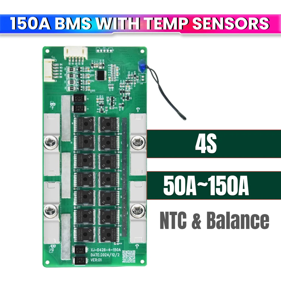 XJ-D426 4S 12V 150A LiFePO4 BMS – High Current Car Starter BMS with Overcharge, Over discharge & Thermal Protection