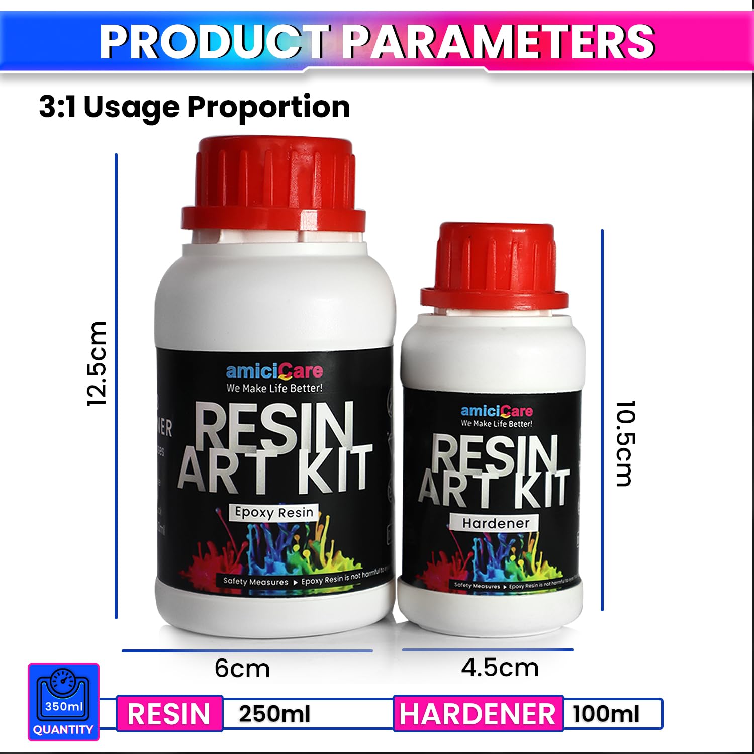 Epoxy Resin Art Kit – Crystal Clear High Gloss Resin for DIY Crafts ( 350ml )