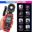 Dual-Power Luxmeter – 200K Lux Light Meter with 360° Rotating Sensor & Alarm