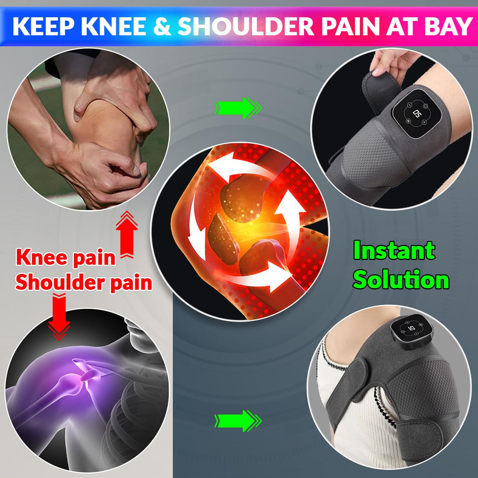 USB Rechargeable 3 in 1 Knee Massager, Hot Compress Knee/Elbow/Shoulder Massager