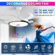 Ceiling Fan with Light & Bluetooth Speaker – Modern Invisible Chandelier, 6 Speeds & Remote