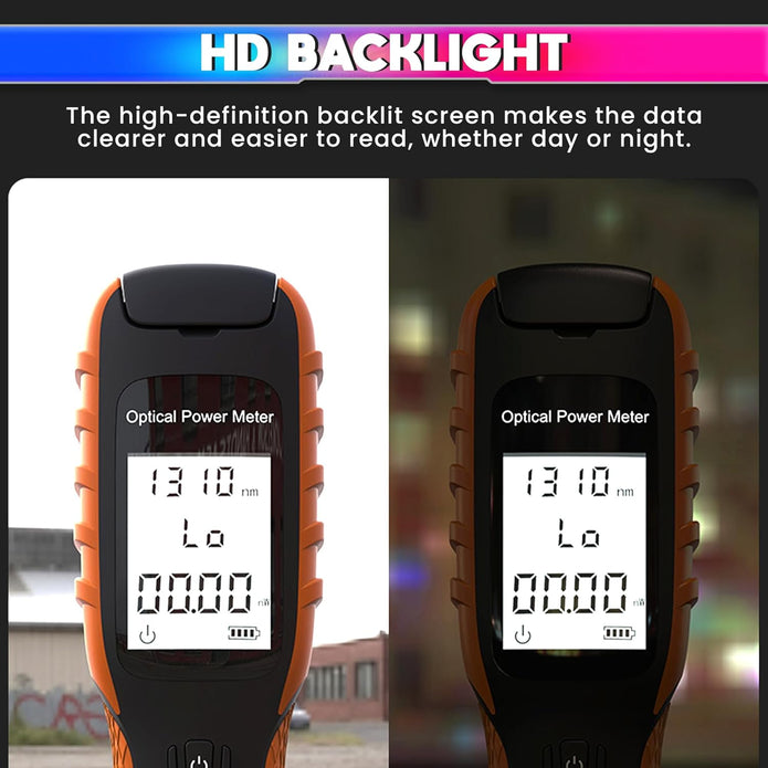 Optical Fiber Meter, 800–1700nm Rechargeable Tester with 7 Wavelengths, SC/ST/FC Compatible