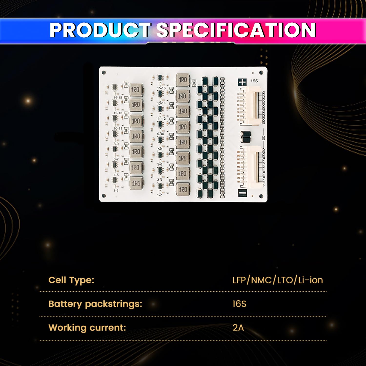 16S 2A Active Energy Balancer Board – Inductive Voltage Energy Equalization for LiFePO4 / Li-ion / Lipo / LTO Battery Packs (3.0V–4.2V) amiciKart