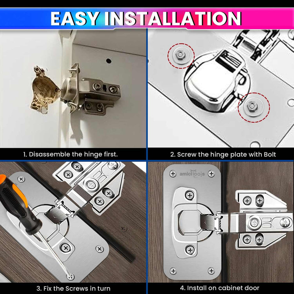 Hinge Repair Plate|Stainless Steel (SS202) Door Hinges|Fix Loose Cabinet Hinges|8 Pcs of Hinge Cup Repair Plate with Screws amiciKart c0tmiz-hs.myshopify.com
