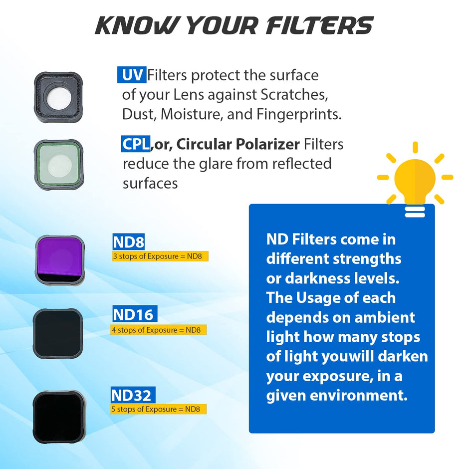 GoPro Hero 9/10/11 UV Lens Protector HD Optical Glass, Anti-Glare & Colour Correction Filters with Carry Case amiciKart c0tmiz-hs.myshopify.com
