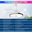 Ceiling Fan with Light & Bluetooth Speaker – Modern Invisible Chandelier, 6 Speeds & Remote