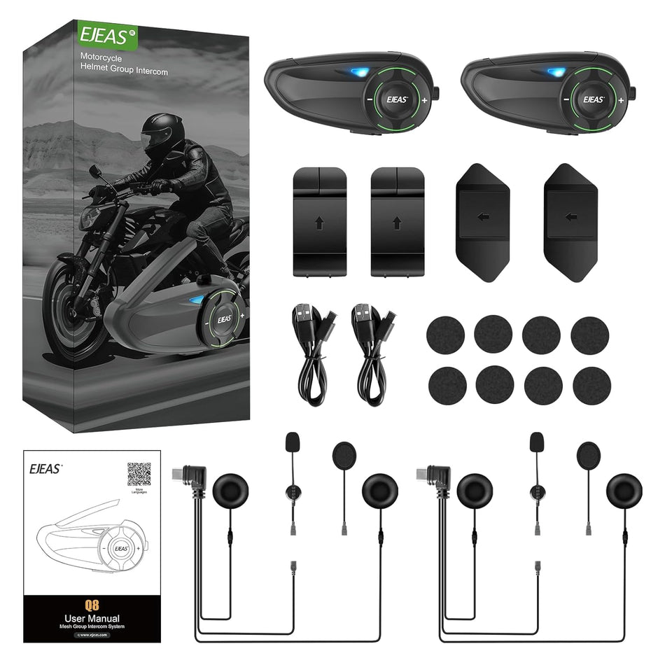 EJEAS Q8 Motorcycle Helmet Bluetooth Headset amiciKart