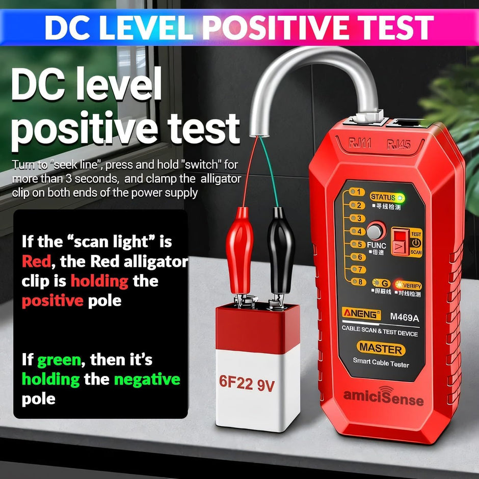 Network Cable Tracker, Wire Break Point Tester for Network Cable (RJ45), Ethernet LAN, Telephone Line (RJ11) with Flashlight amiciKart