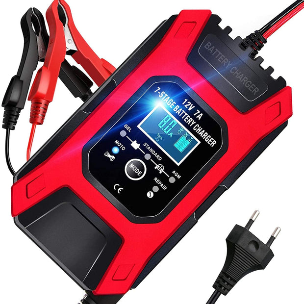 12V Automatic Car Battery Charger, 7-Stage Intelligent Battery Maintainer (Lead Acid Battery Charger)