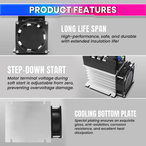 380V 10KW 3-Phase Motor Soft Starter – Adjustable Time & Voltage