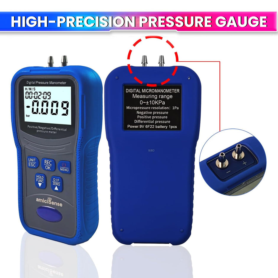 Digital Manometer, Dual-Port Air Pressure Meter with 12 Units for HVAC/Gas Testing amiciKart c0tmiz-hs.myshopify.com