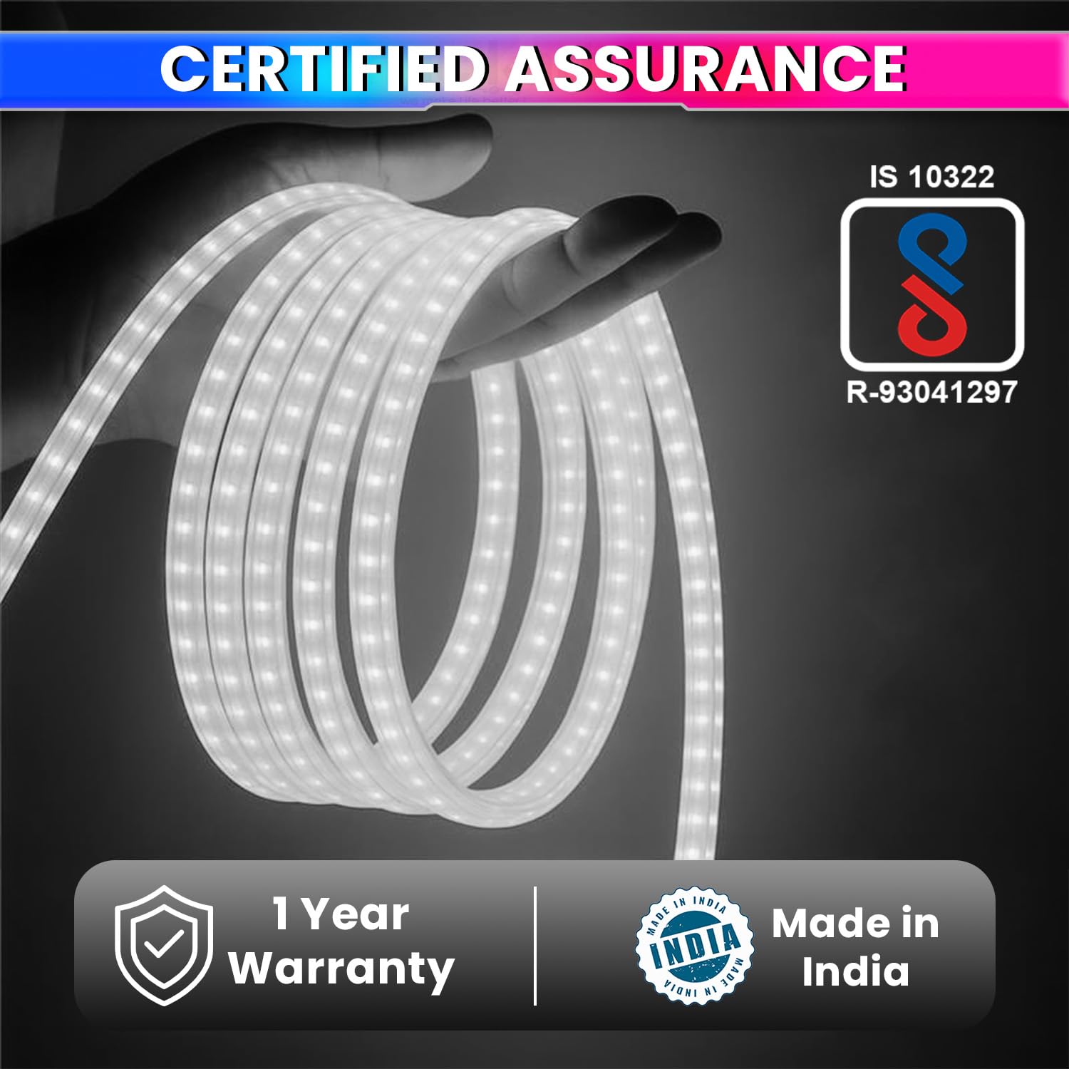 Cool White Waterproof LED Rope Light 18M Energy-Efficient Lights for Home, Events & Décor Flexible Strip with 120 LEDs/m