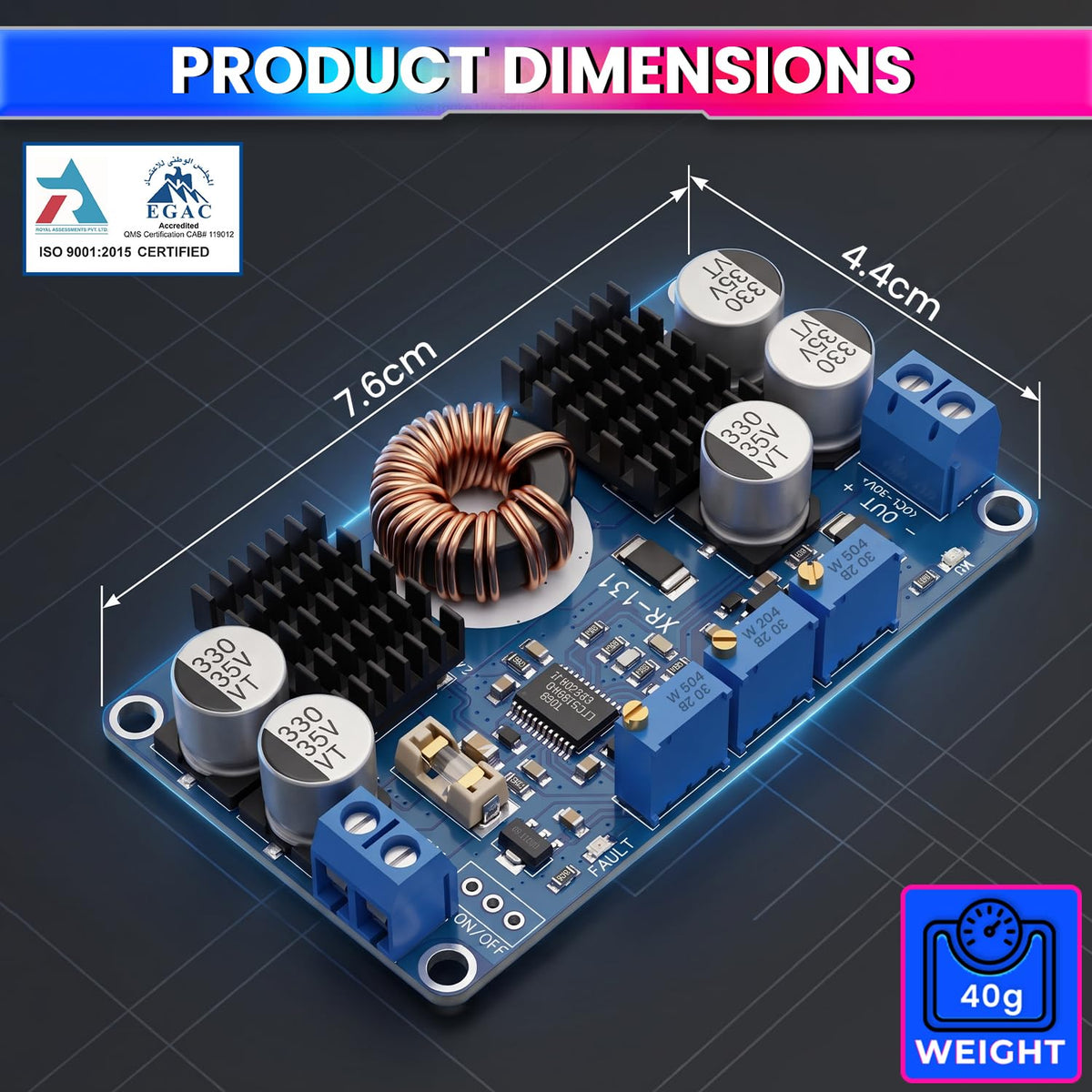 130W DC Buck-Boost Converter 5–32V to 1–30V Adjustable CV/CC Control | 10A Max | 7A Recommended Continuous