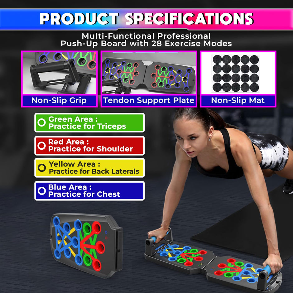 amiciCare Push-Up Board, Color-Coded Detachable Workout Mat for Chest Shoulder Back and Tricep Muscle Strength Training at Home