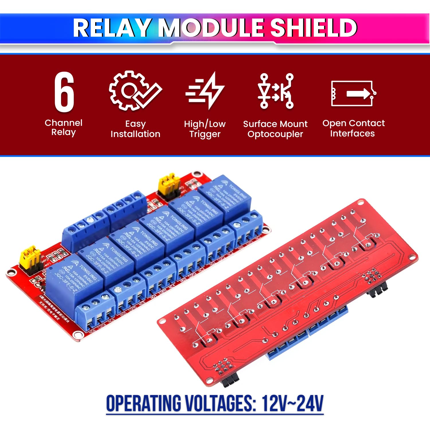 6 Channel Relay Module with Optocoupler – 5V High/Low Trigger