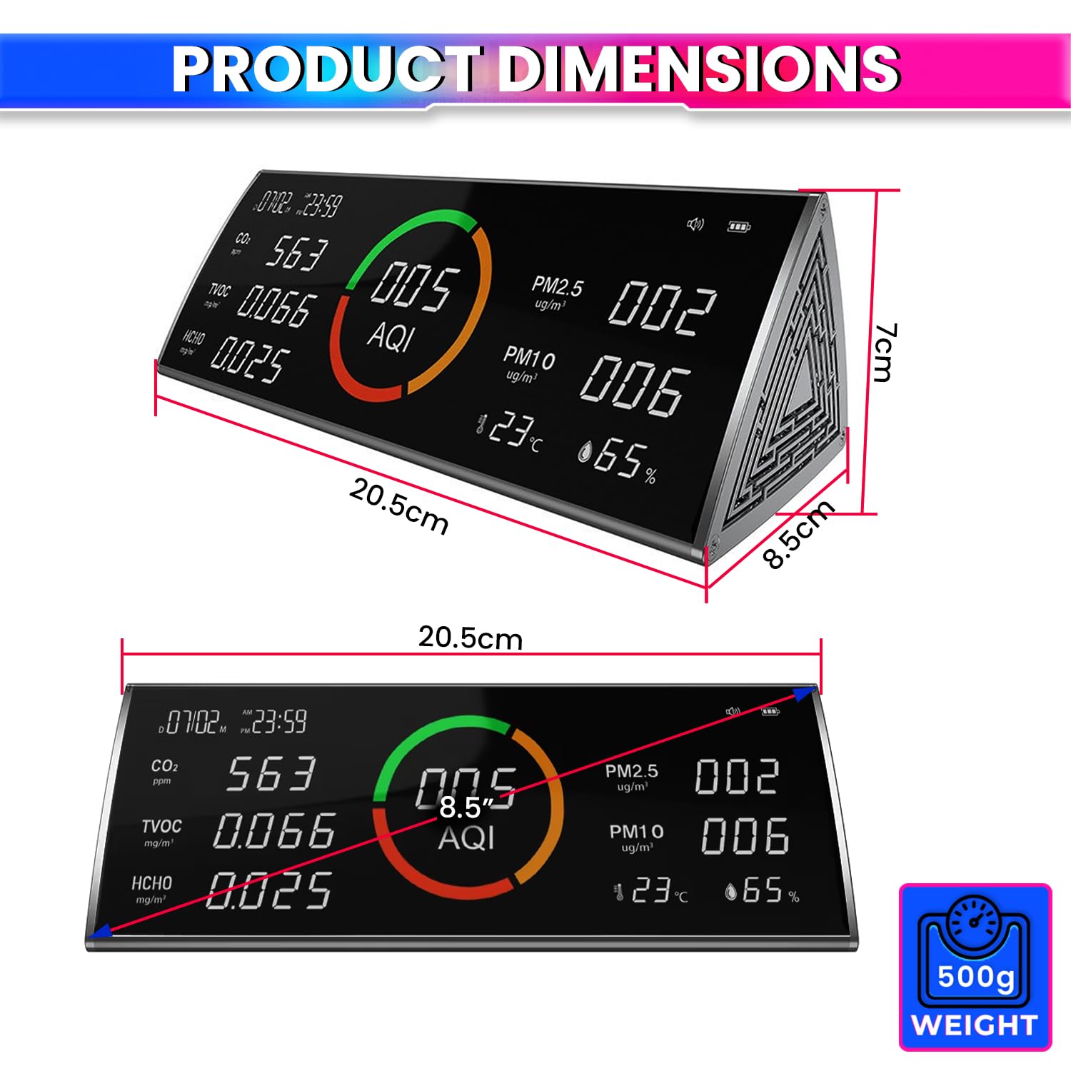 Air Quality Monitor for Temperature & Humidity Analyzer with Multifunction Real-Time Display Date & Time amiciKart c0tmiz-hs.myshopify.com