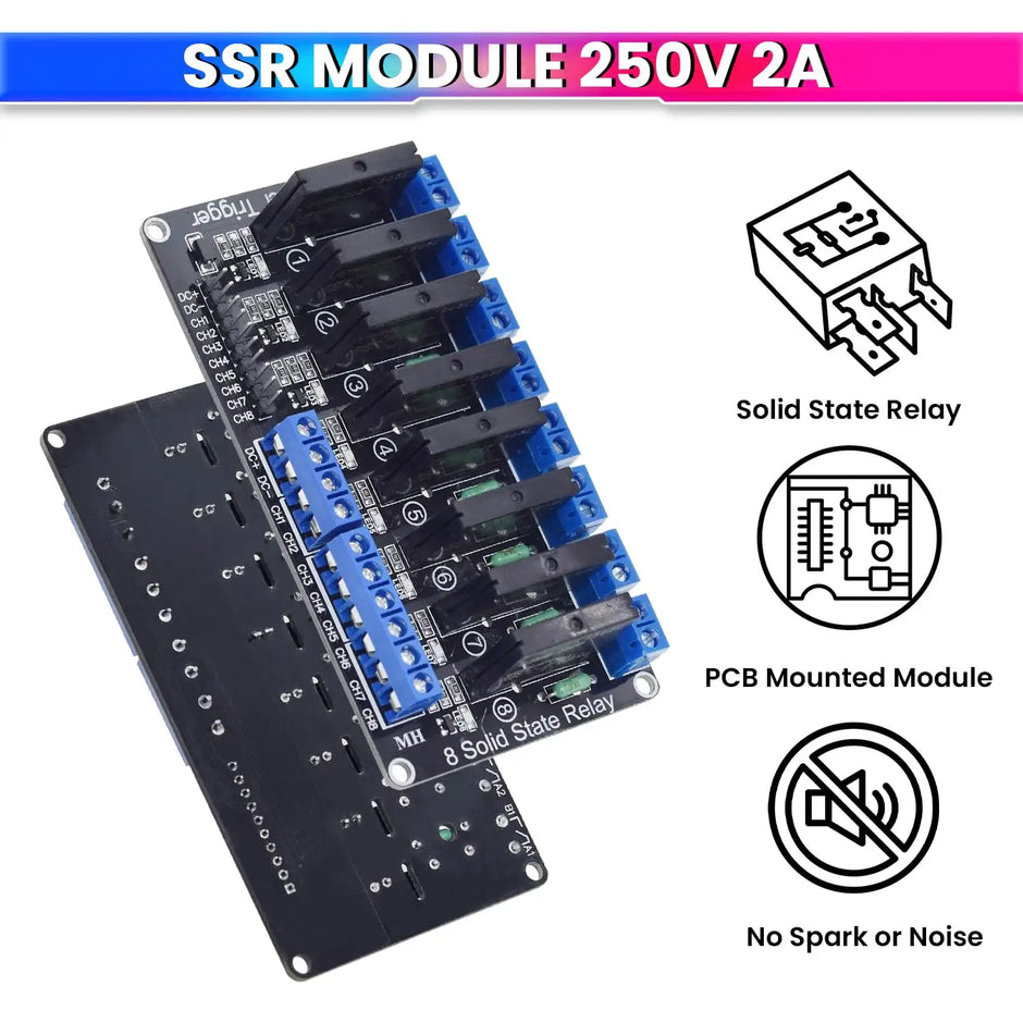 5V Relay 8-Channel Module High-Level Solid State Relay Board for Uno, Raspberry Pi 240V 2A AC Load Control