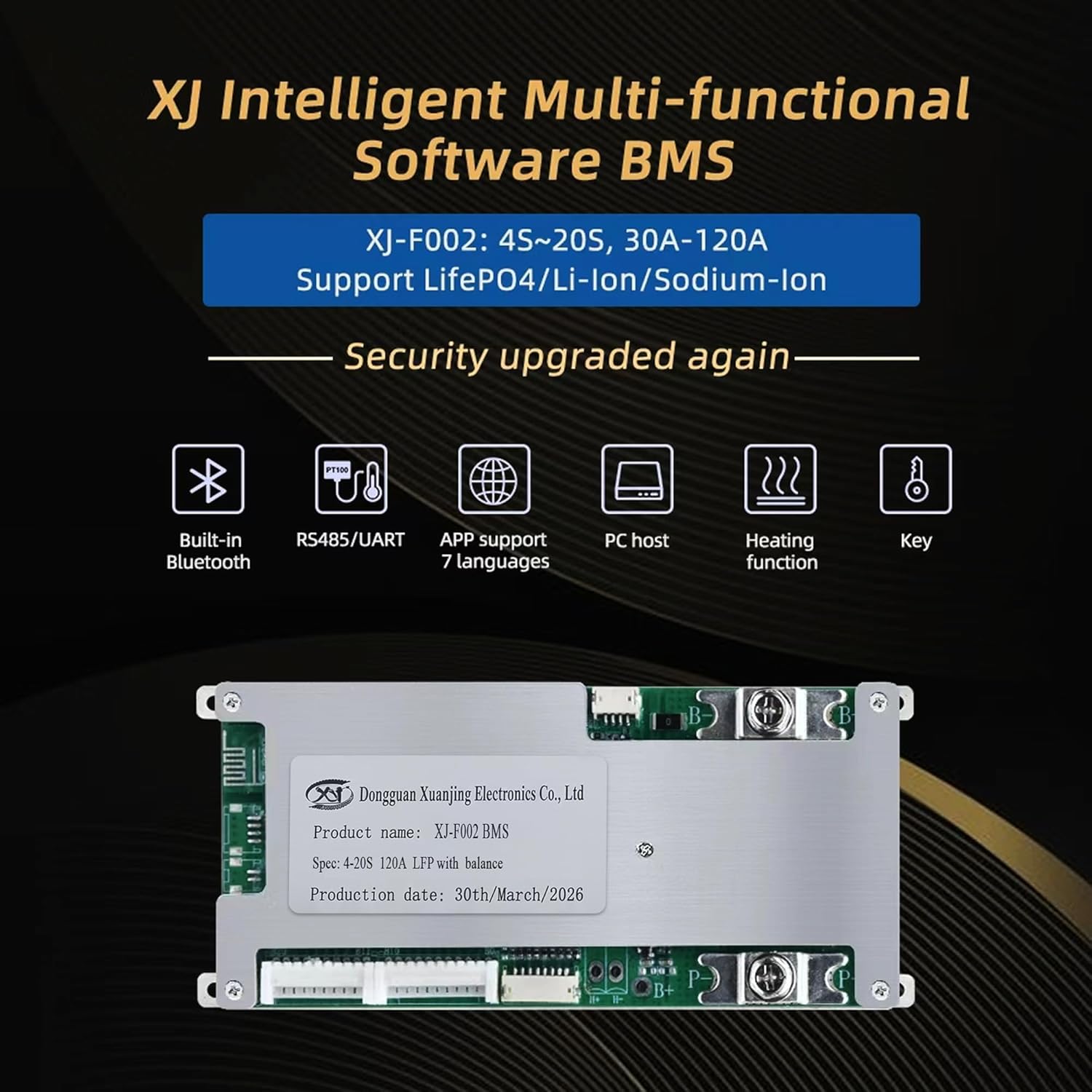 4S–20S 120A Smart BMS for LiFePO4 Battery Pack |  Cell Balancing with NTC Protection