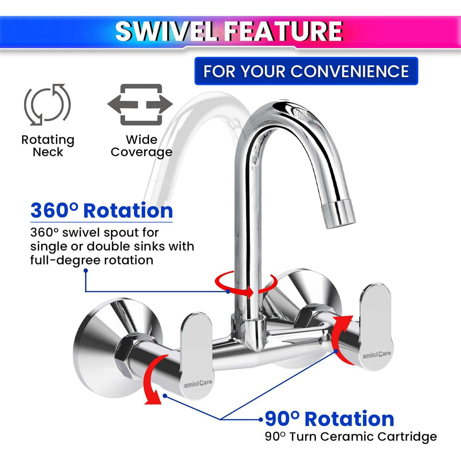 100% Pure Brass Sink Mixer Tap – Corrosion-Resistant Dual-Handle Hot & Cold Water Mixer