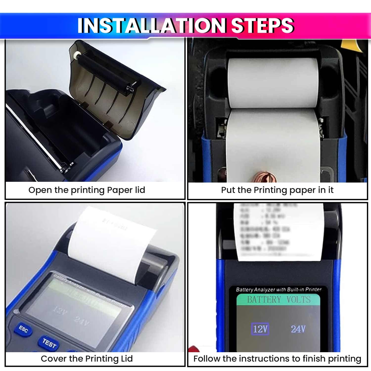 Car Battery Analyzer, 100~2000 CCA Battery Auto Cranking and Charging State Tester, 12/24V Battery Health Test amiciKart