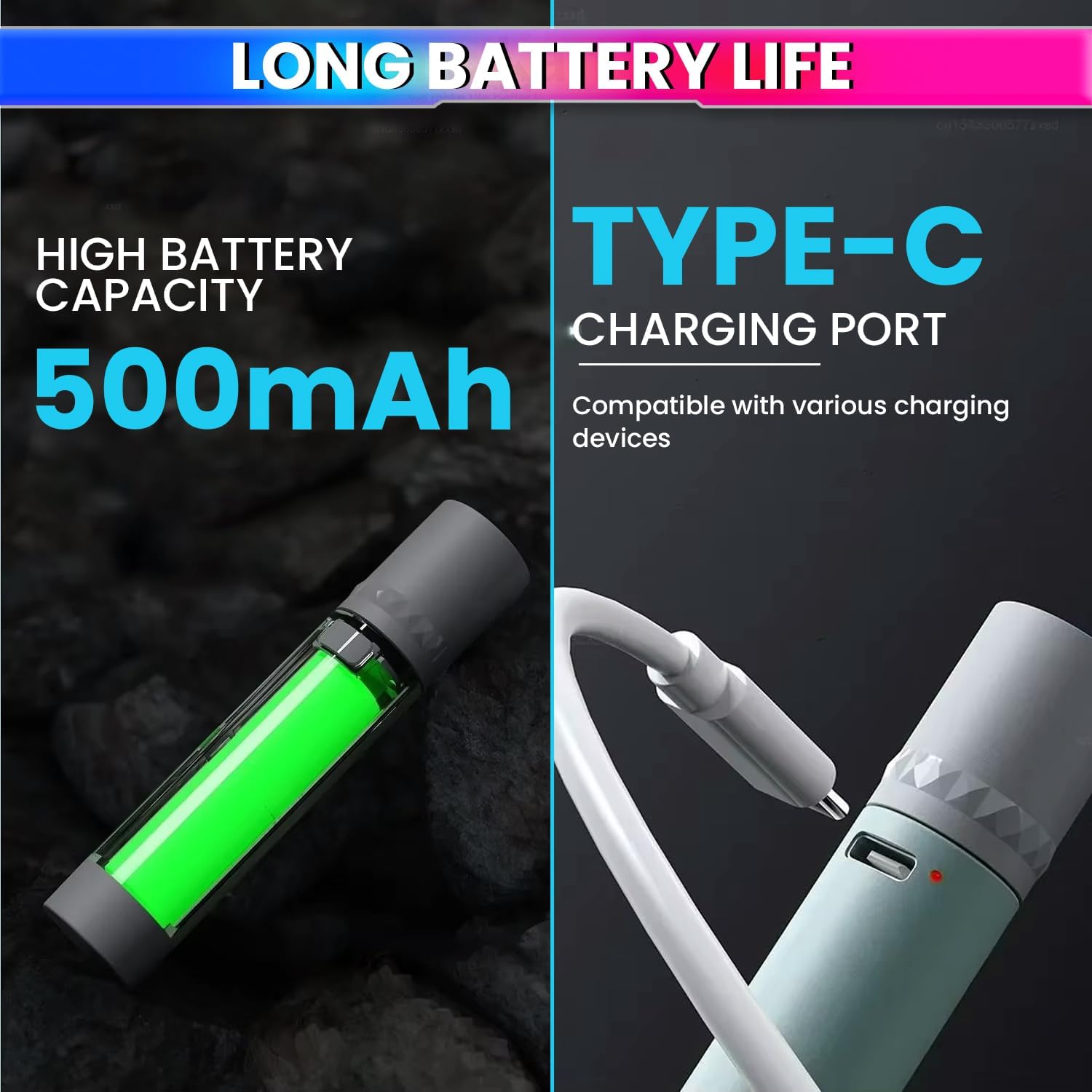 Mini Rechargeable LED Torch – 3W Flashlight with 3 Modes, Type-C Charging