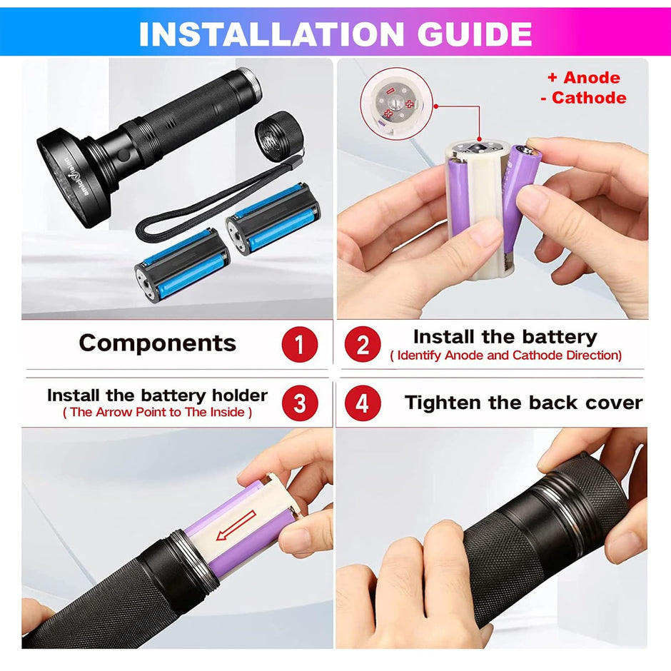 UV Flashlight Torch with 100LEDs Ultra-Violet Metal Torch for Stain Detection, Document Verification & Forensics amiciKart c0tmiz-hs.myshopify.com