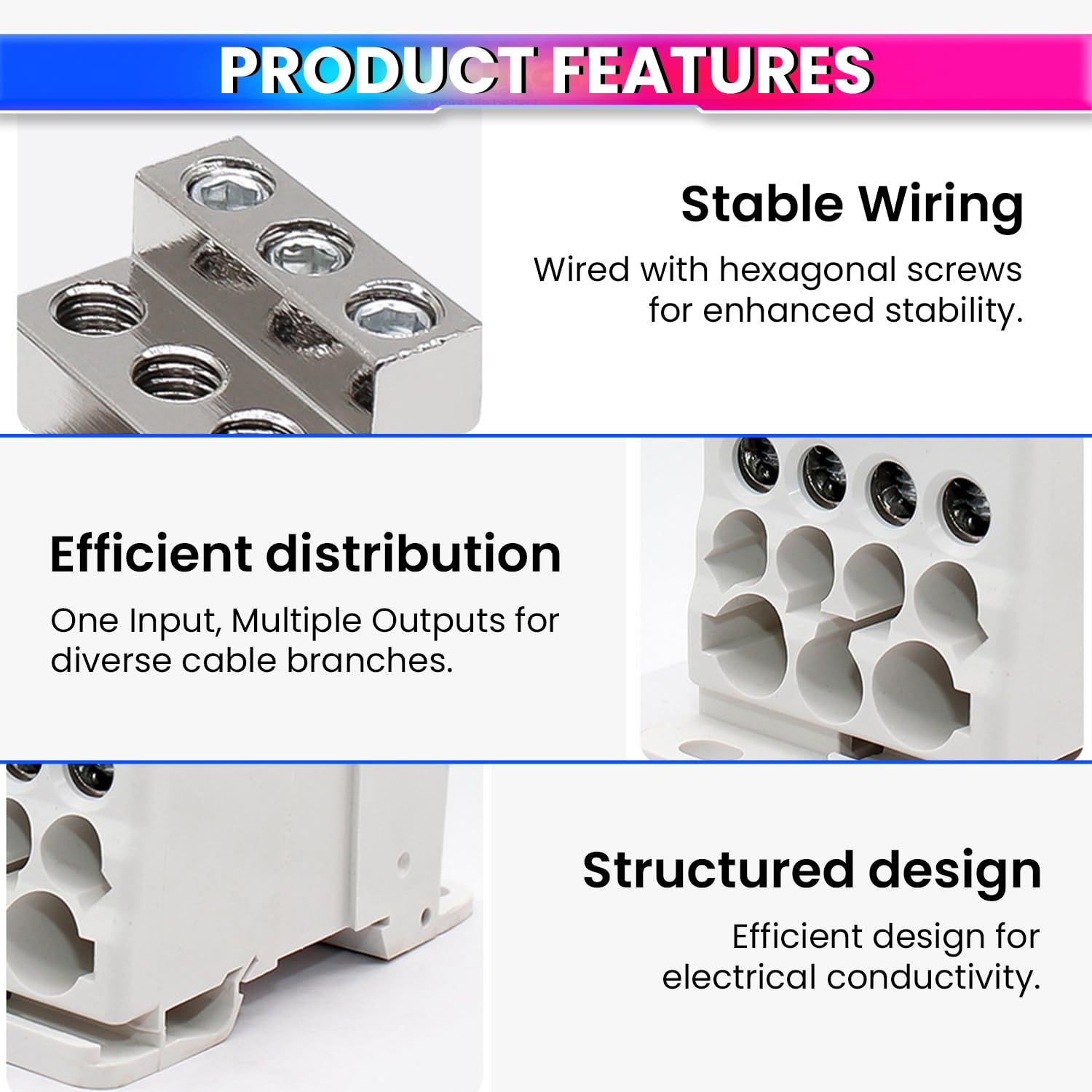 Heavy-Duty Terminal Block Junction Box | Multiple Output Ports with Brass Connectors