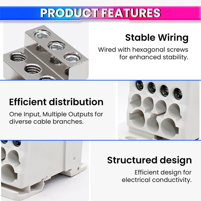 Heavy-Duty Terminal Block Junction Box | Multiple Output Ports with Brass Connectors