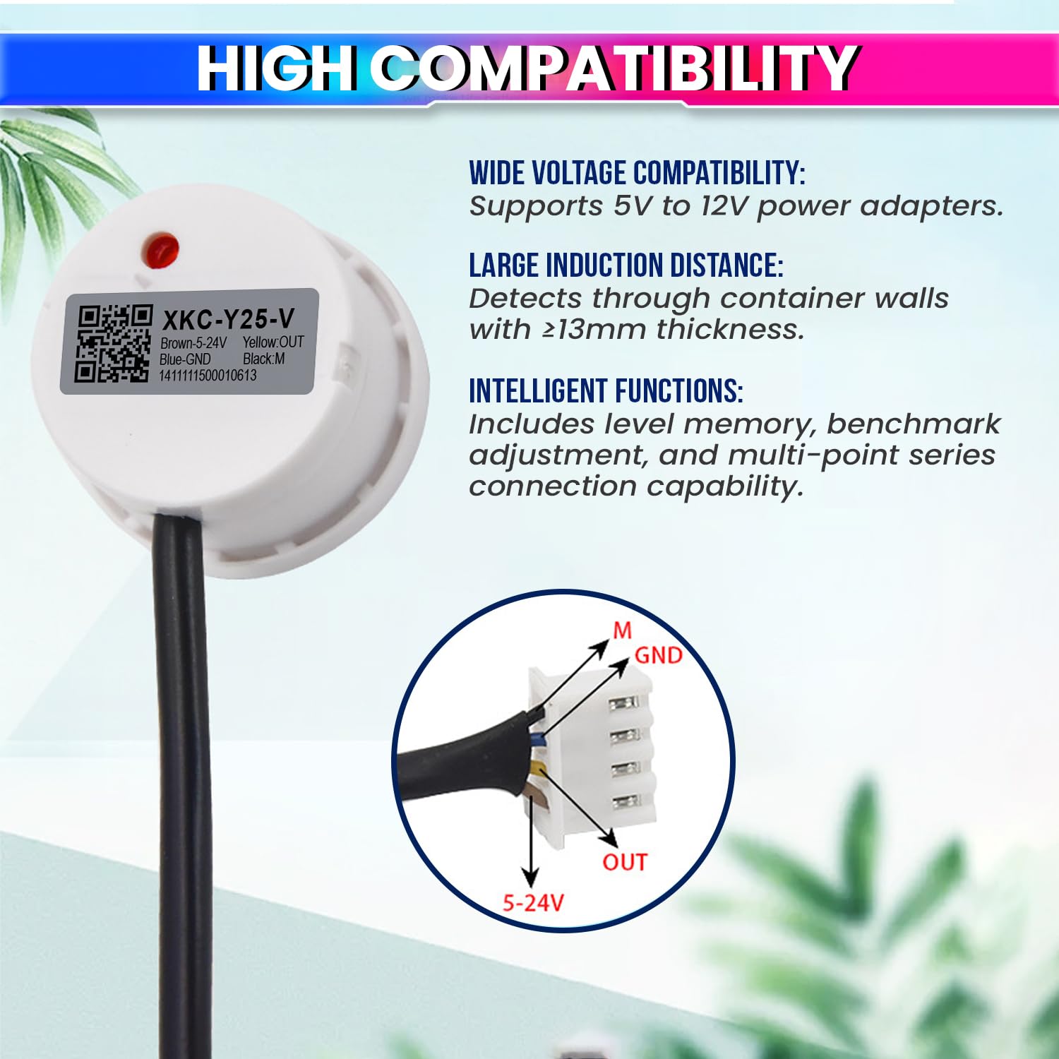 XKC-Y25-NPN Non-Contact Liquid Level Detector Sensor Switch Input Voltage DC 5~12VDC 5mA