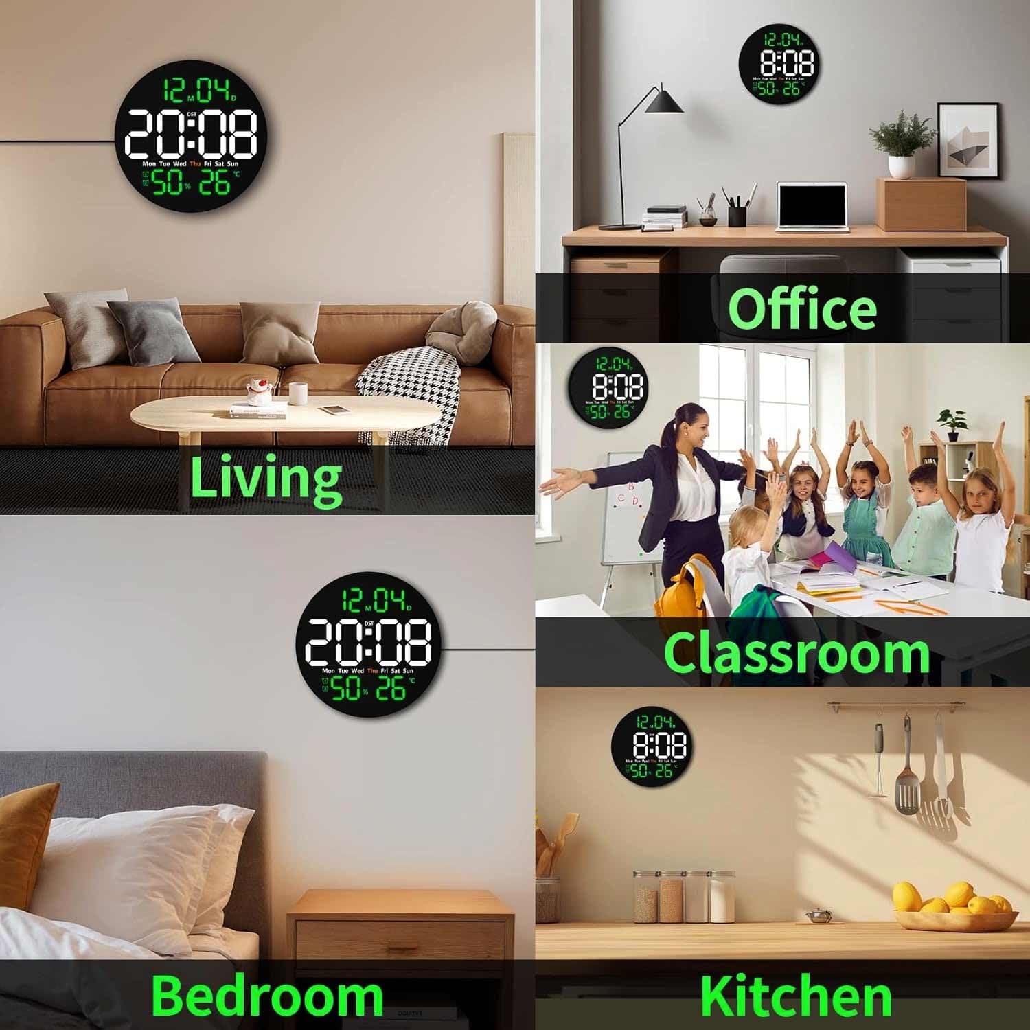 10 inch LED Digital Wall Clock –Remote Controlled, Time,Temperature,Humidity, Date & Timer amiciKart