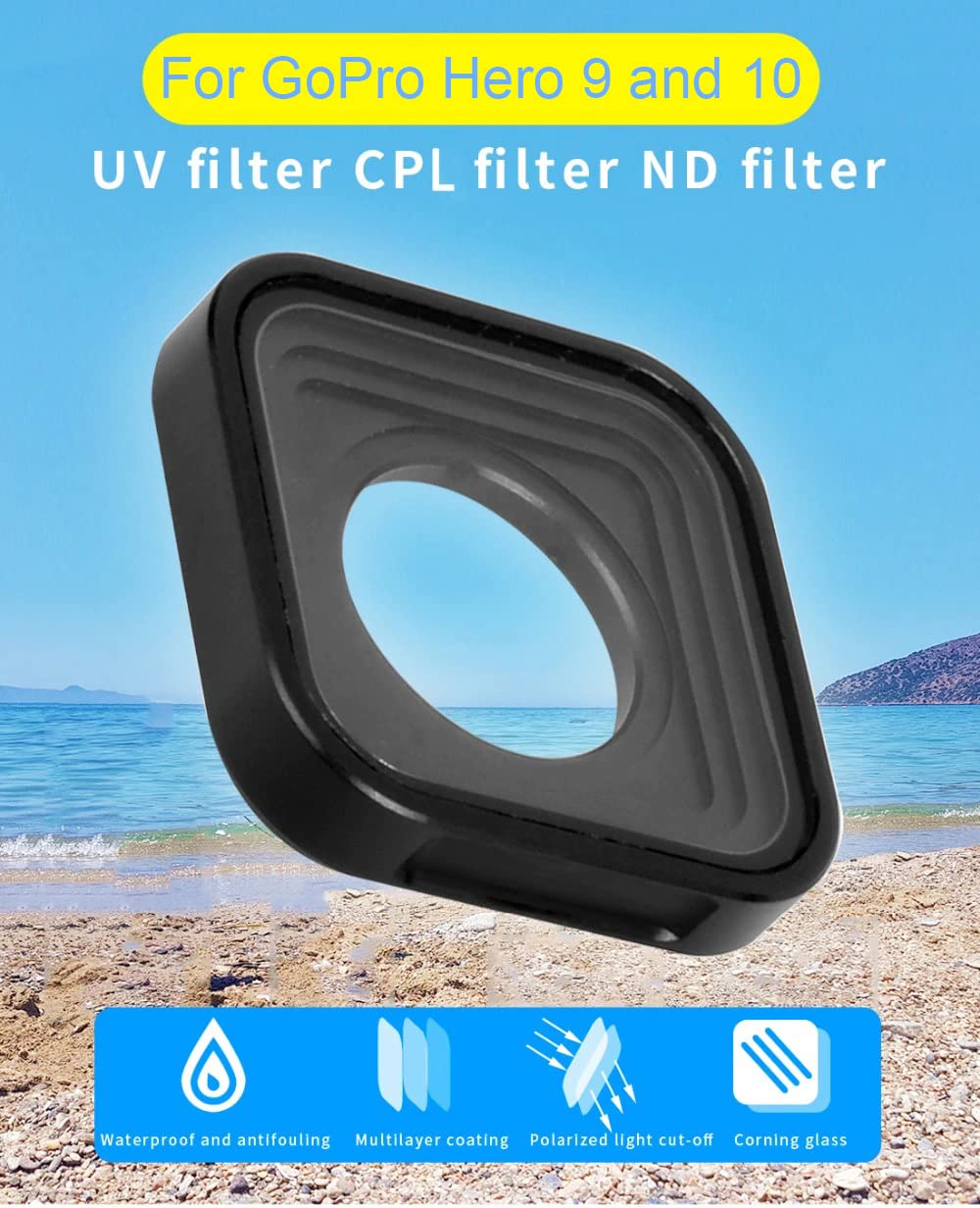 GoPro Hero 9/10/11 UV Lens Protector HD Optical Glass, Anti-Glare & Colour Correction Filters with Carry Case