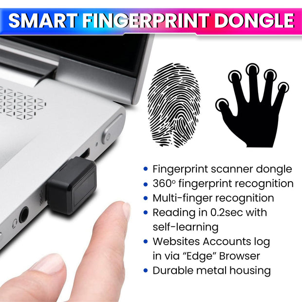 USB Fingerprint Reader for Desktop/Laptop Password-Free Login, Biometric Scanner Compatible with Windows 10/11