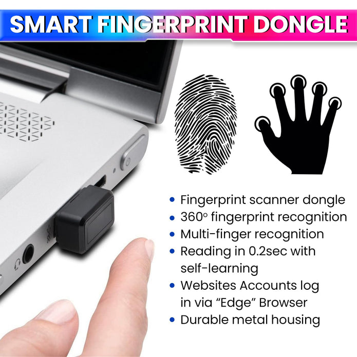 USB Fingerprint Reader for Desktop/Laptop Password-Free Login, Biometric Scanner Compatible with Windows 10/11