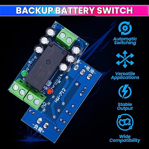 Automatic Backup Battery Switching Module – 12V 150W Power Transfer Relay with LED Indicator