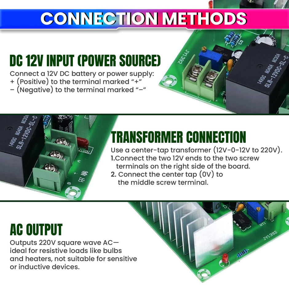 300W Inverter Driver Board | 12V DC to 220V AC Low Frequency Power Converter Module