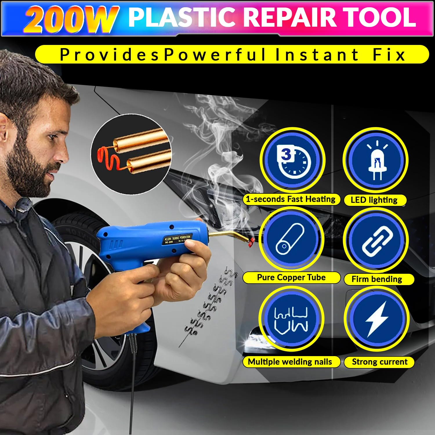 200W Plastic Welder Tool for Quick Fixes & Durable Repairs |1200pcs Staples,56pcs Rods amiciKart