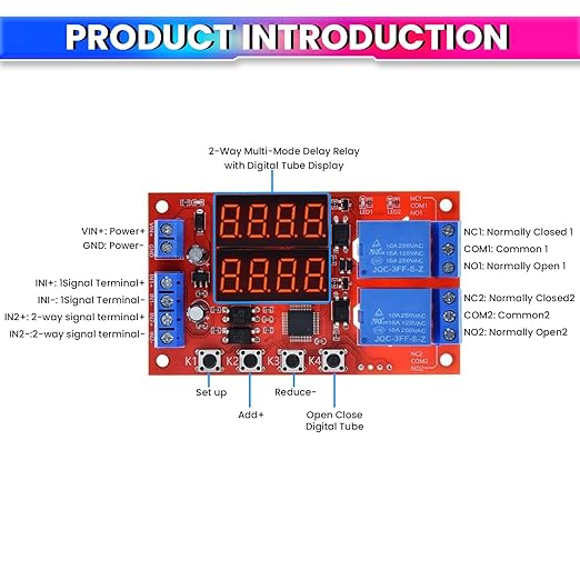 5V 10A Adjustable Time Delay Relay Module – 32 Modes Dual LED Timer Switch, Digital Display amiciKart c0tmiz-hs.myshopify.com