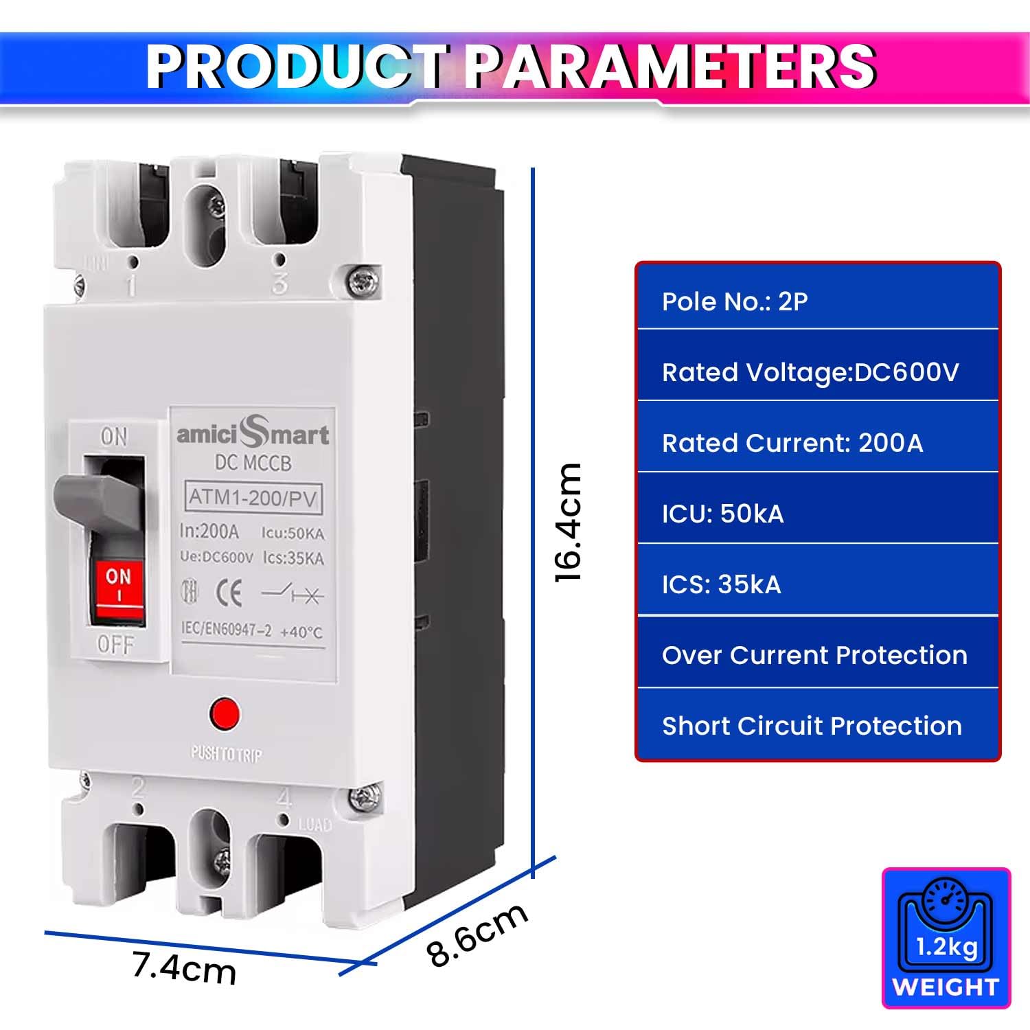 600V DC Circuit Breaker for Solar & Renewable Systems (200A)