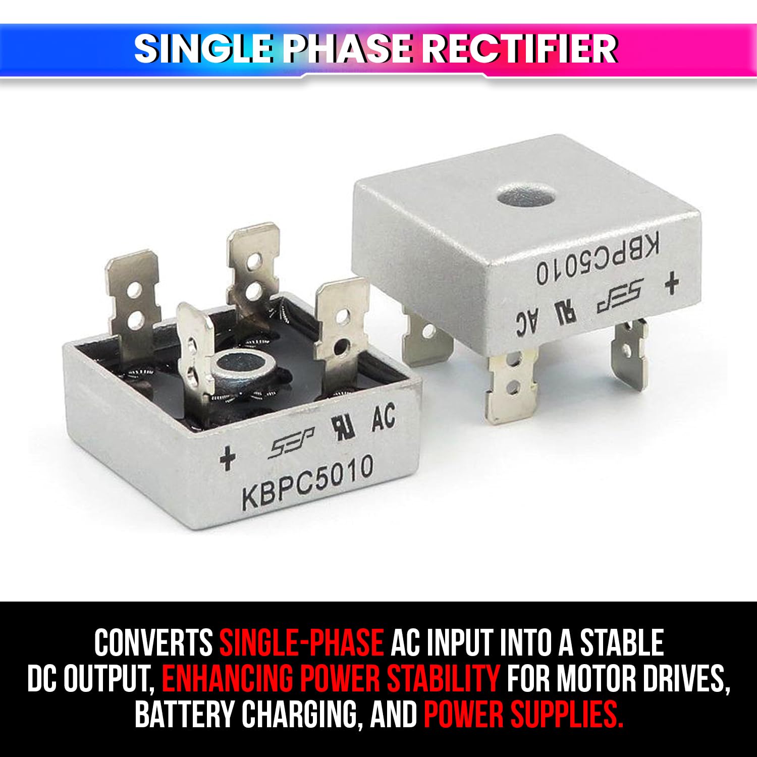Single-Phase Bridge Rectifier, Aluminum Case Converter for Welding, Solar & Industrial Use