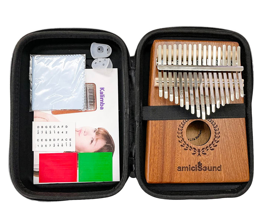Thumb Piano, Musical Instrument Kalimba with Engraved Notes and Tuning Hammer amiciKart