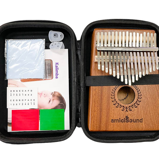 Thumb Piano, Musical Instrument Kalimba with Engraved Notes and Tuning Hammer amiciKart