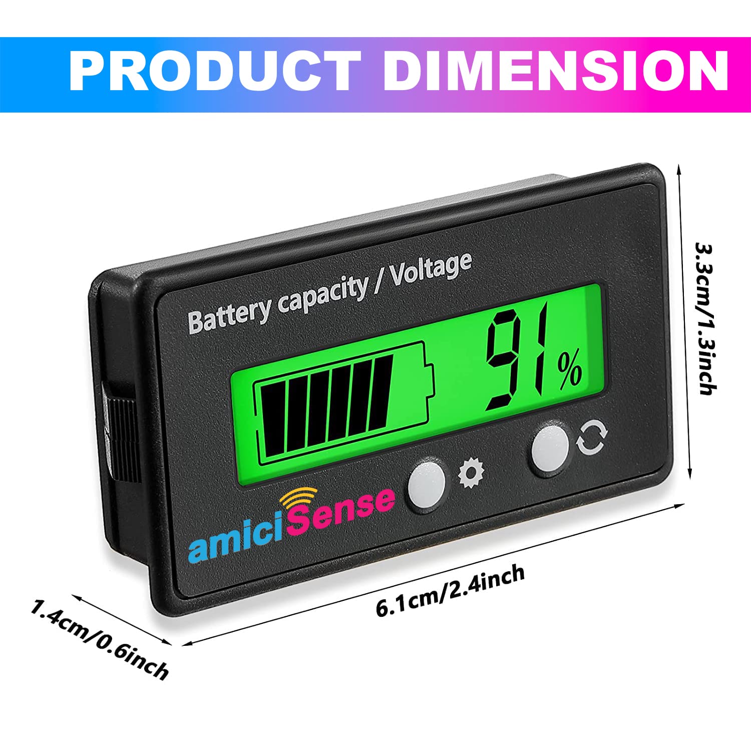 8~70V Battery Capacity Indicator for Lead Acid Battery, Check Voltage & Charge Display for E-Rickshaw/E-Bikes (Green)