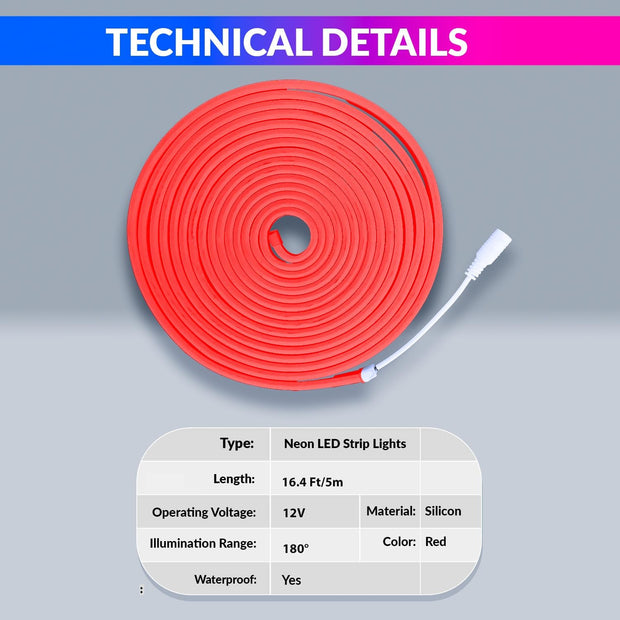 Red 5M LED Strip Light Flexible Waterproof Decorative String For Diwali, Christmas or Home Décor