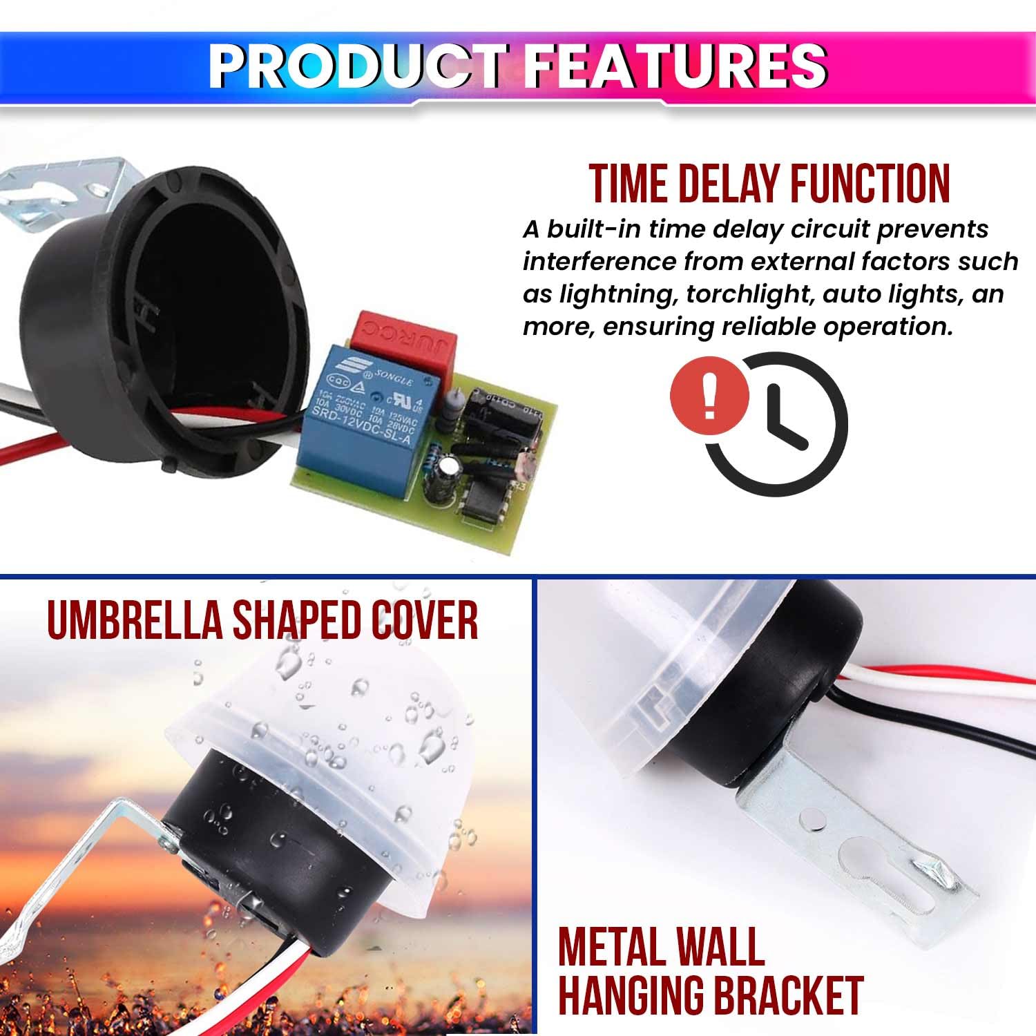 220VAC 10A Automatic On/Off | Photocell Sensor for Light Control | Street Light