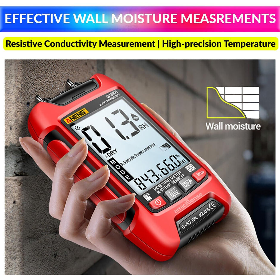 7-in-1 Digital Moisture Meter – Digital Hygrometer For Wall, Wood, Building Materials with Temp Display