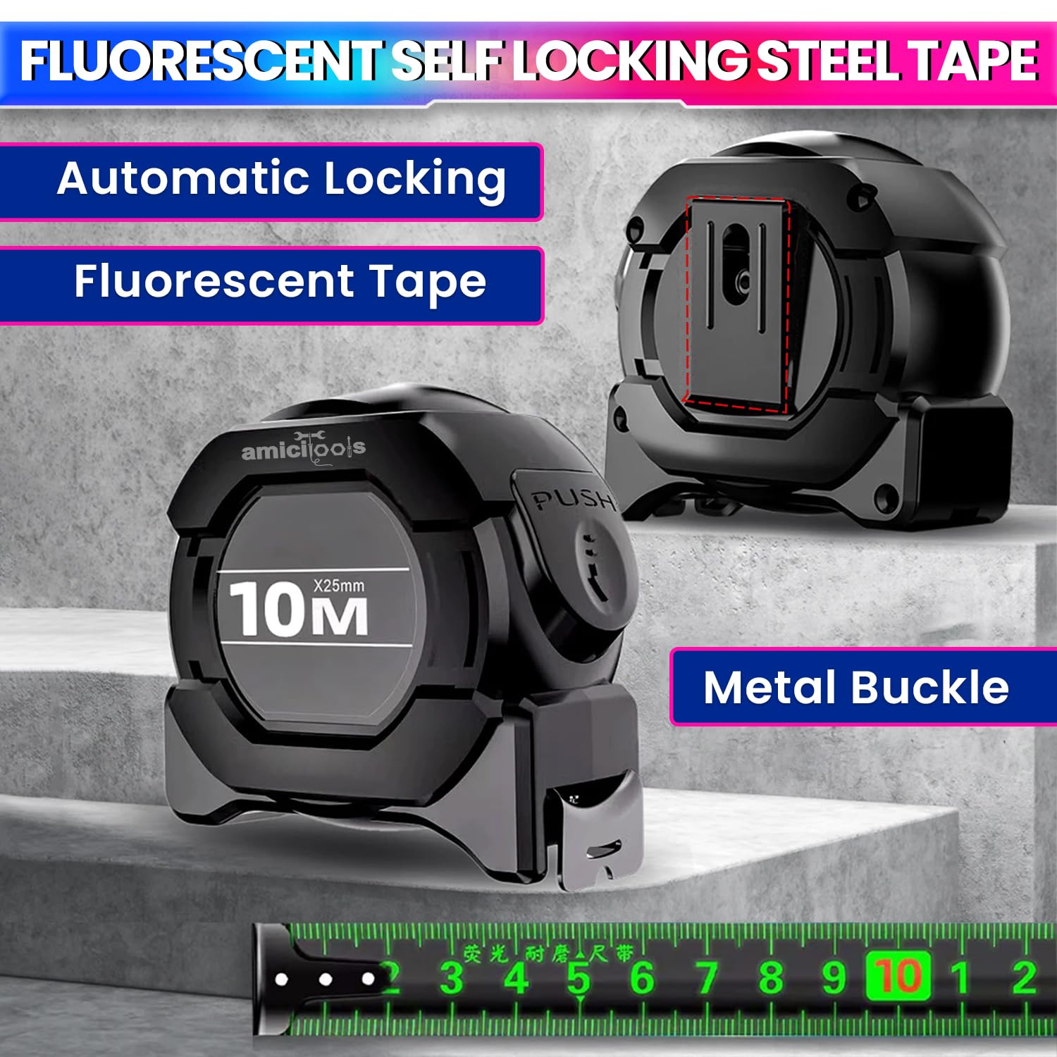 10m Auto-Locking Measuring Tape – Heavy-Duty Steel Tape with Smooth Retraction (cm Scale Only) amiciKart c0tmiz-hs.myshopify.com