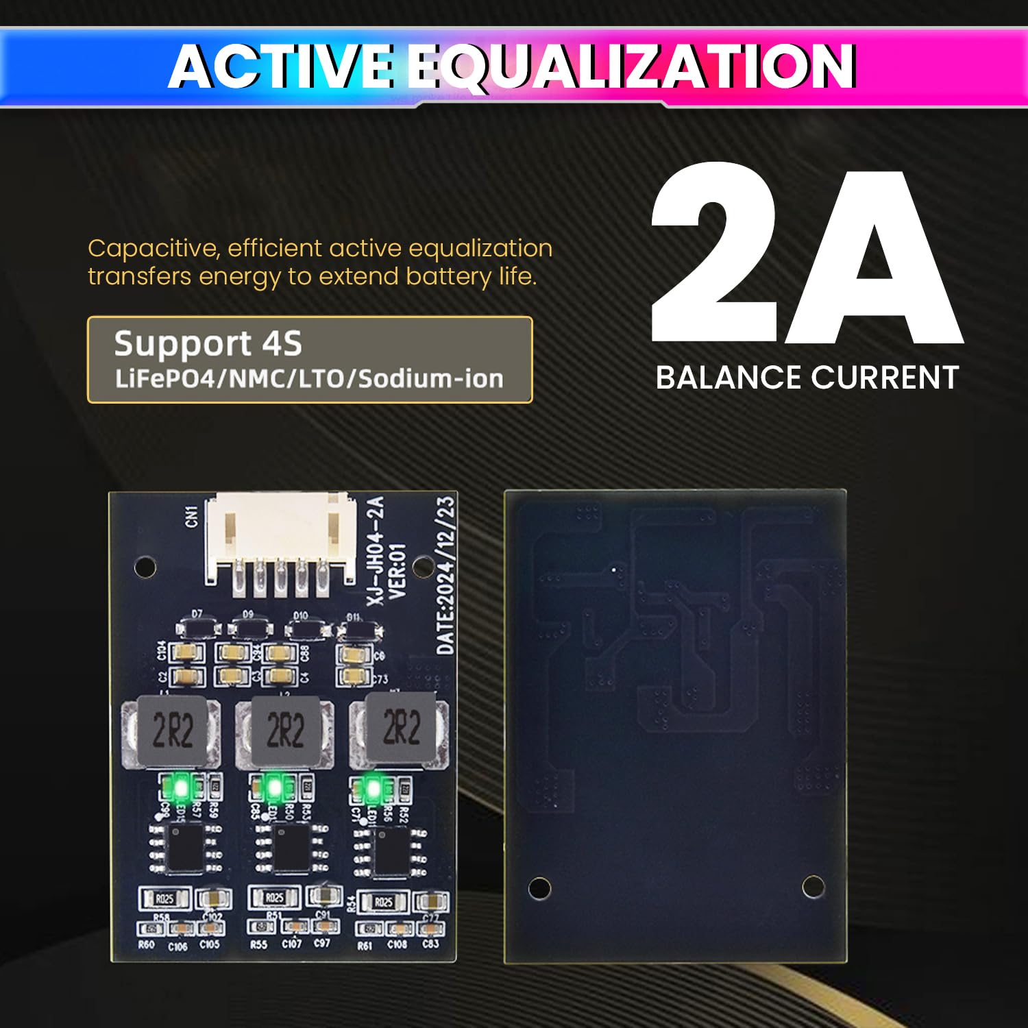 4S 2A Active Energy Balancer Board – Inductive Voltage Energy Equalization for LiFePO4 / Li-ion / Lipo / LTO Battery Packs (2.8V–4.2V) amiciKart